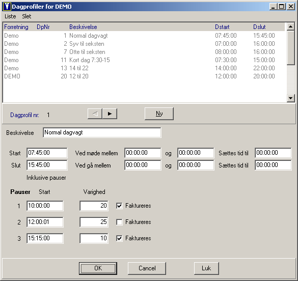 Dag-profiler i CarSoft Planner